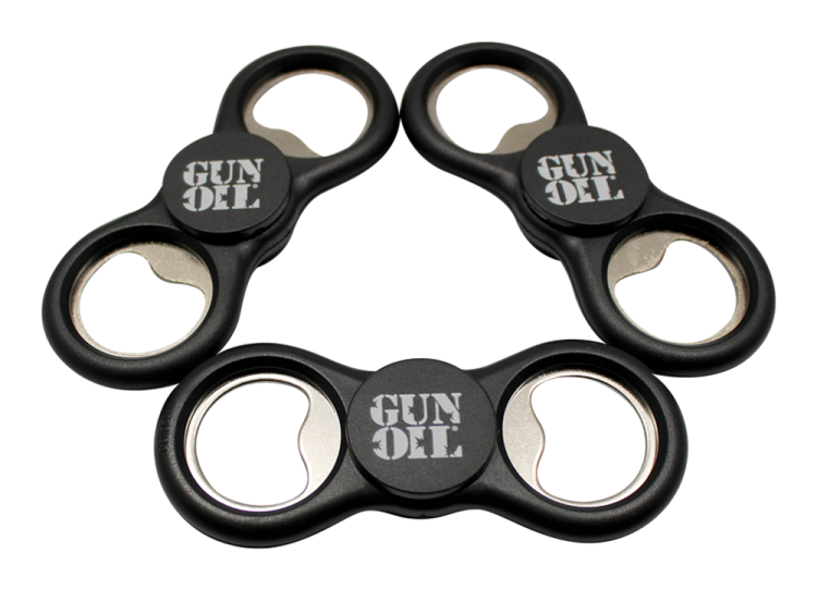 gun oil fidget spinner bottle opener black