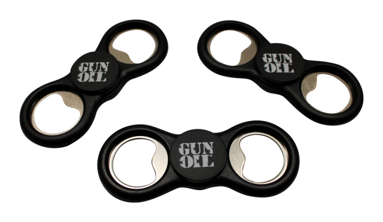 gun oil fidget spinner bottle opener black