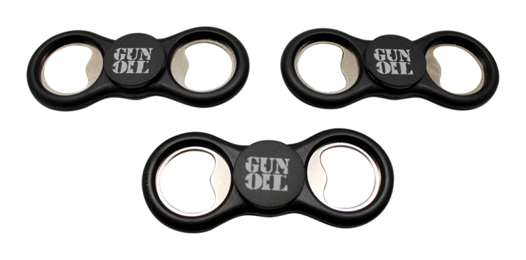 gun oil fidget spinner bottle opener black