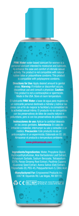 pink water 8 oz bottle