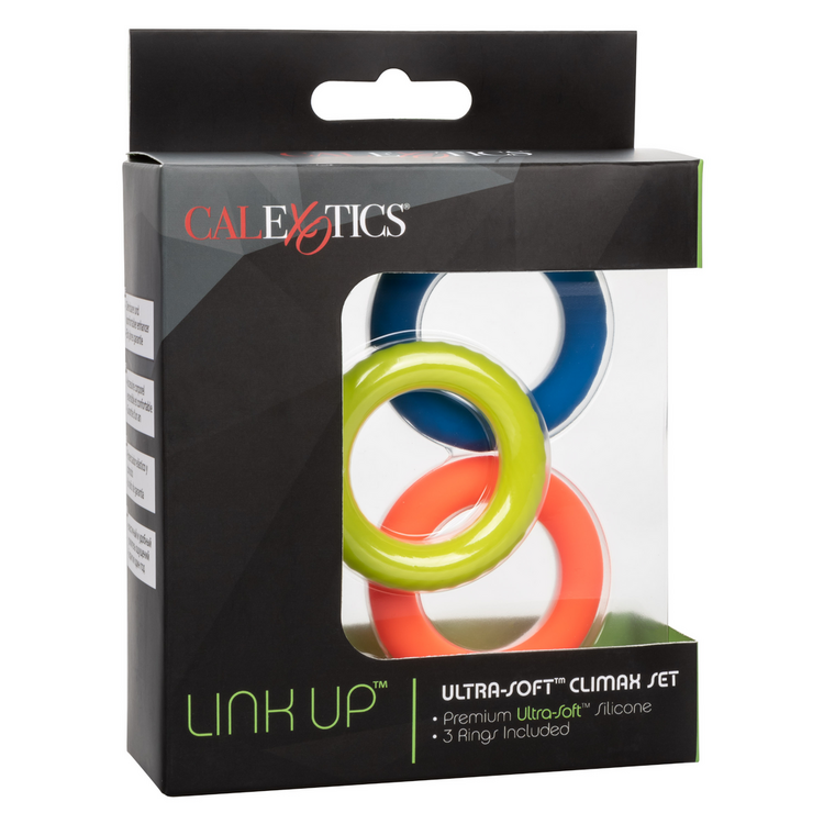 link up ultra soft climax cock ring set multicolor