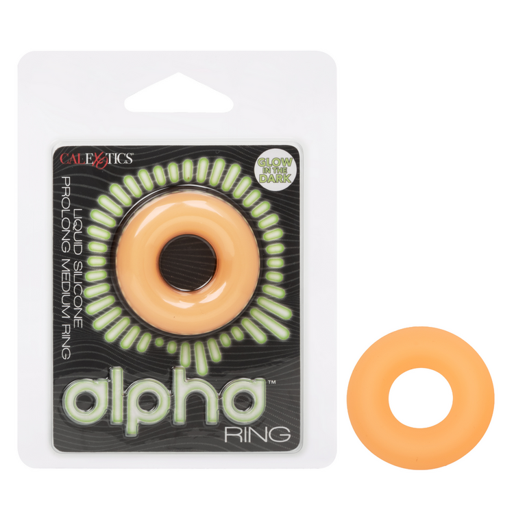 alpha glow in the dark liquid silicone prolong cock ring medium