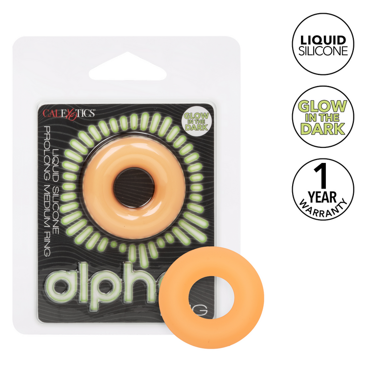 alpha glow in the dark liquid silicone prolong cock ring medium