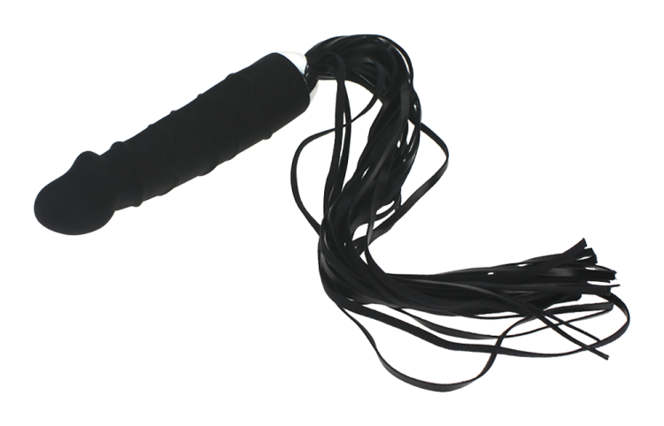 silicone anal plug with bondage whip black