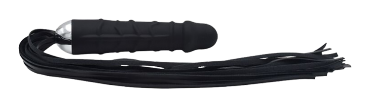silicone anal plug with bondage whip black