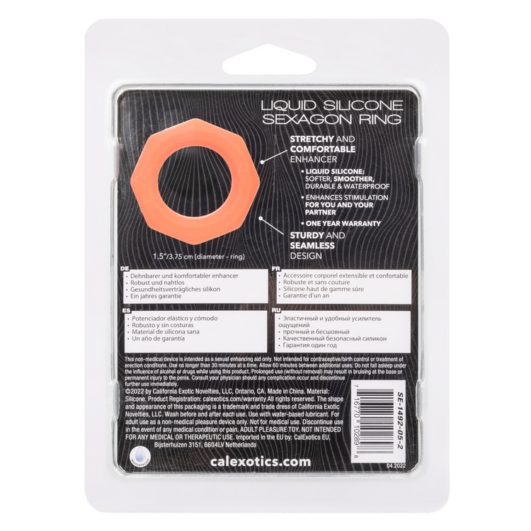 alpha liquid silicone sexagon cock ring orange