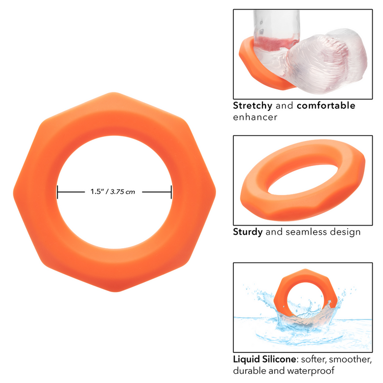 alpha liquid silicone sexagon cock ring orange