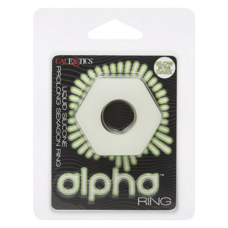 alpha liquid silicone prolong sexagon cock ring glow in the dark